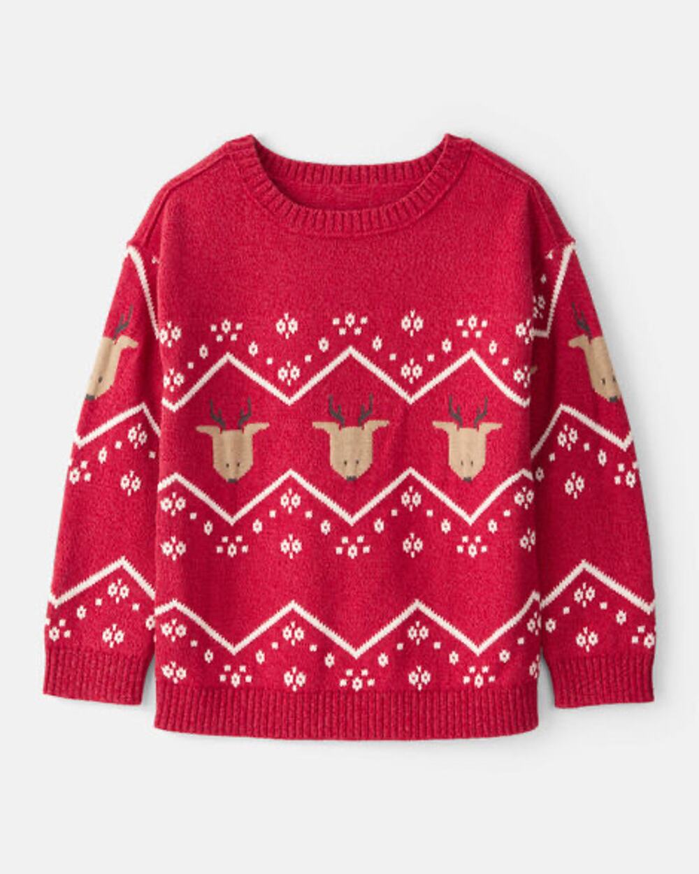 NEW! Carter's Boys Red Holiday Reindeer Graphic Sweater / "Ugly Sweater" Size 6